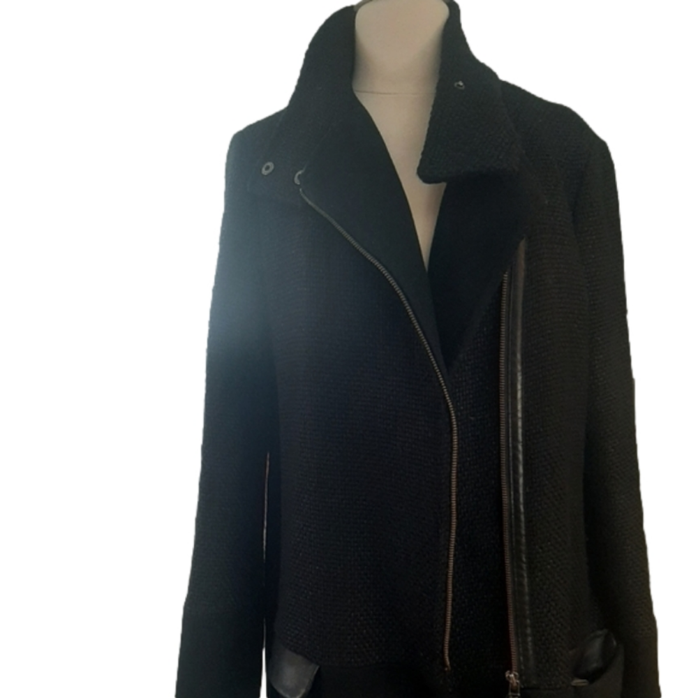 Women's Black Wool Peacoat by Mackage Size L - Picture 2 of 3
